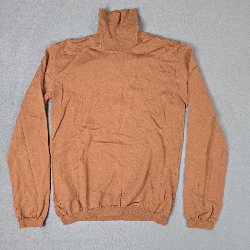 Jil Sander Sweater Womens Medium Orange Long-Sleeve Turtleneck Wool Italy‎ *READ